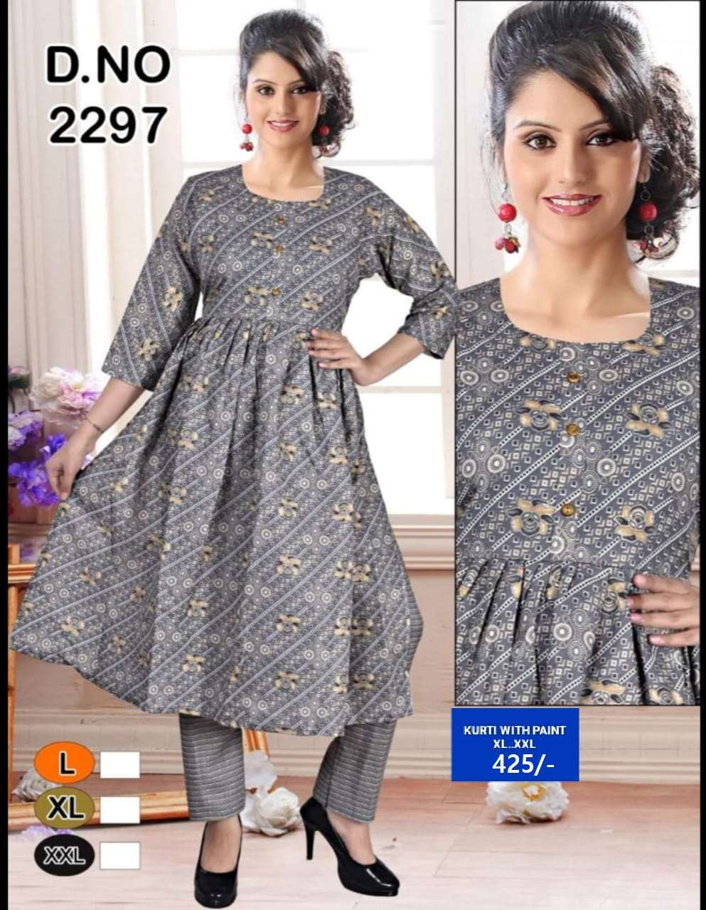 TULSHI VOL-2 BY AQSAWHOLESALE FANCY COTTON PRINT WORK KURTI AND PANTS