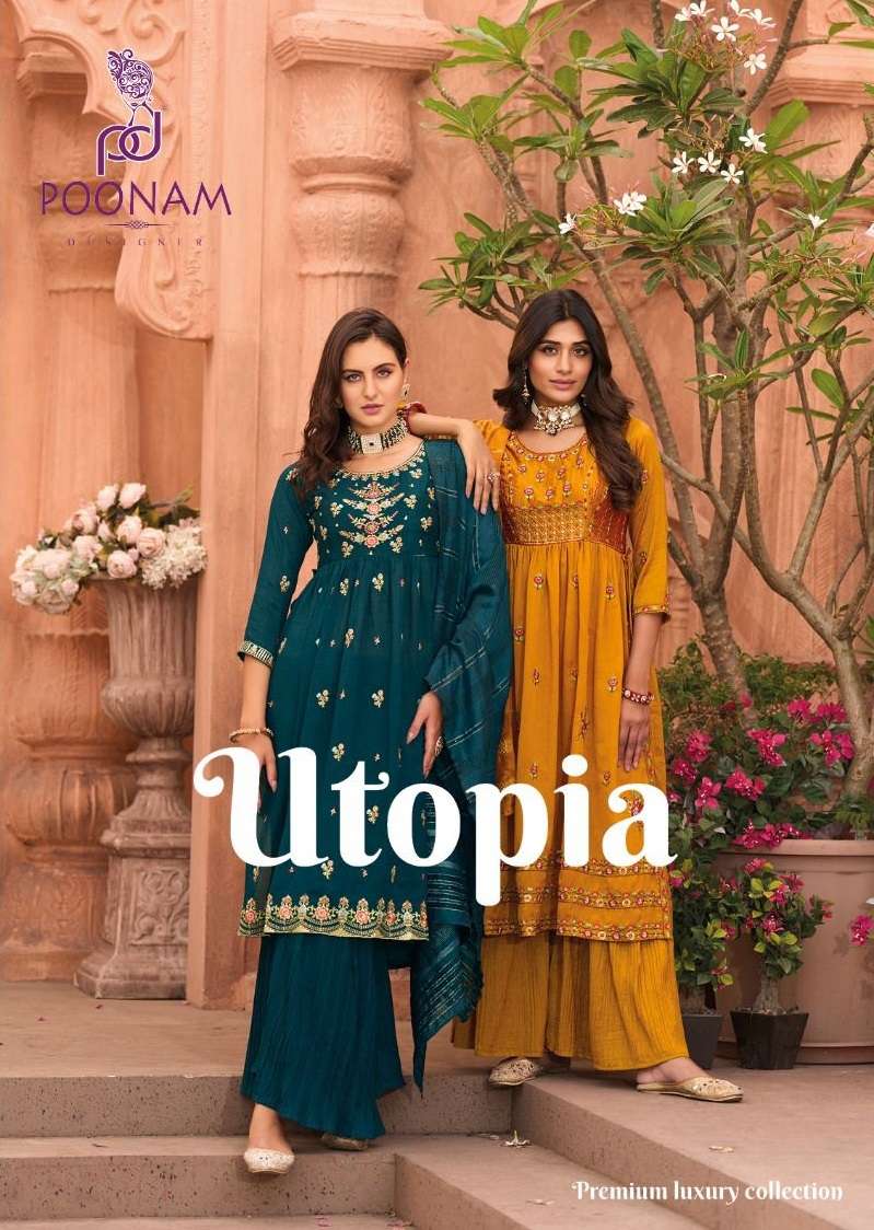 UTOPIA BY POONAM DESIGNER 10001 TO 10006 SERIES VICHITRA WORK NAYRA STITCHED DRESSES