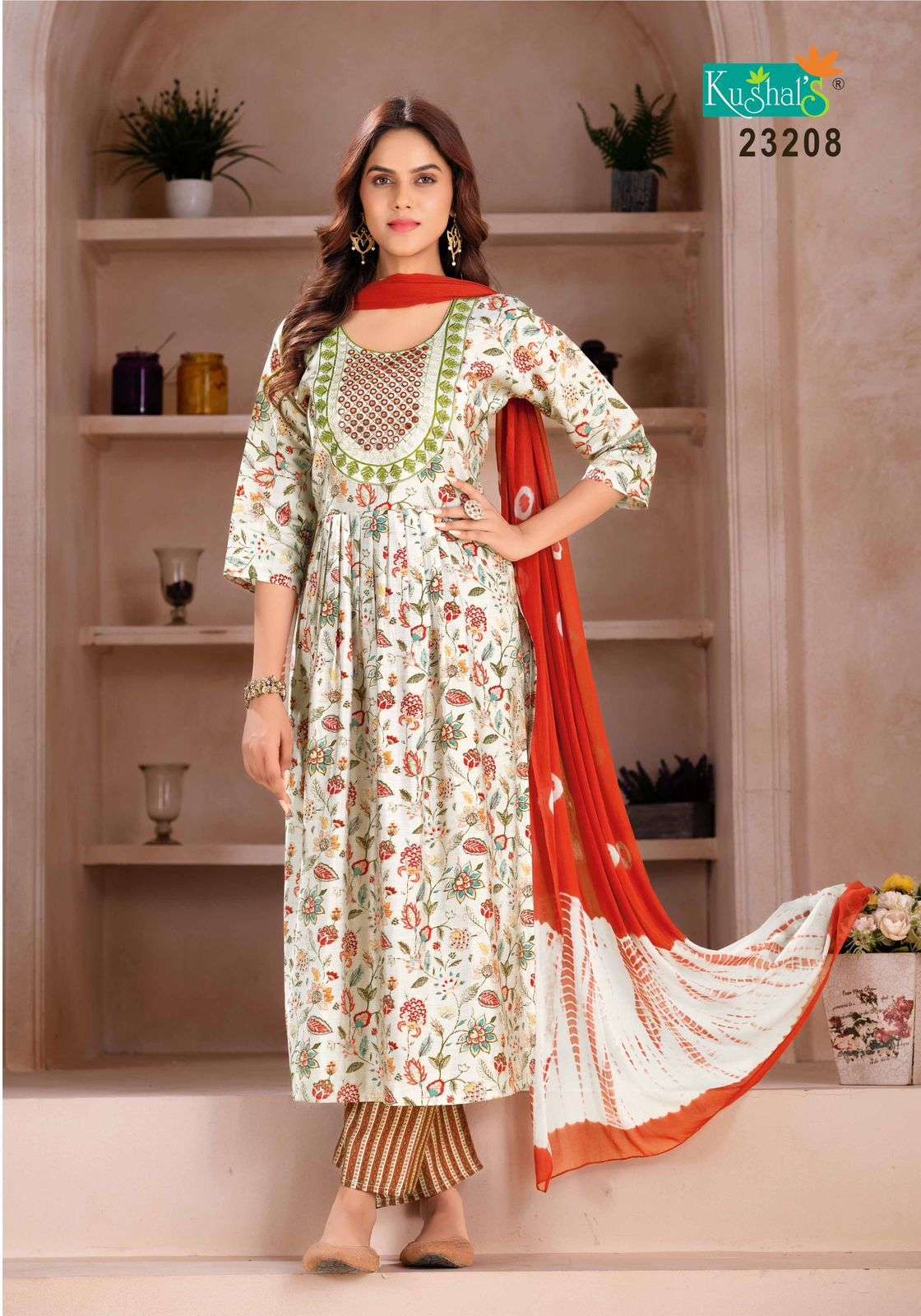 VAANI BY KUSHALS 23202 TO 23207 SERIES MUSLIN PRINT STITCHED NAYRA DRESSES