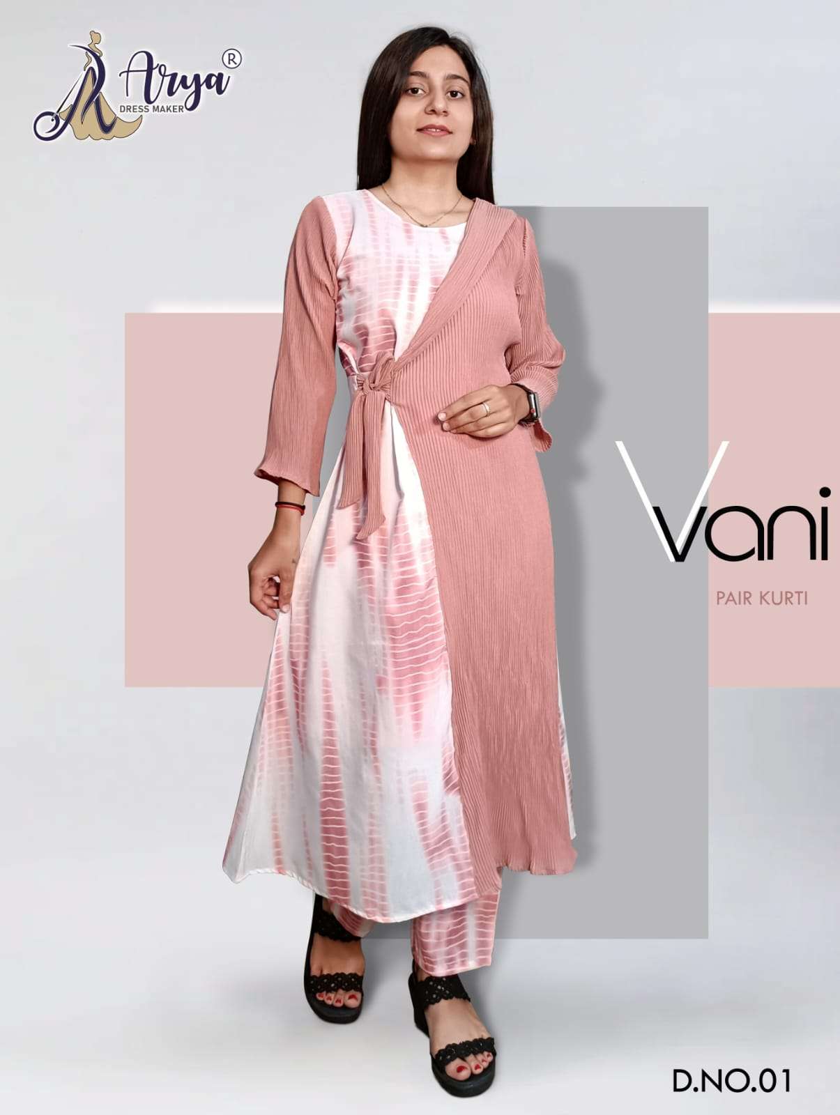 VANI PAIR BY ARYA DRESS MAKER 01 TO 04 SERIES POLY RAYON CRUSH KURTI AND PANTS