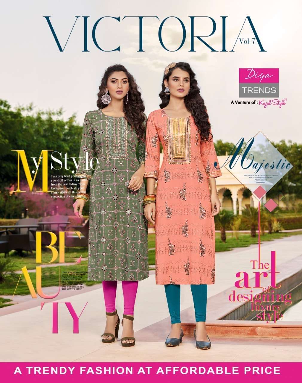 VICTORIA VOL-7 BY DIYA TRENDZ 7001 TO 7014 SERIES RAYON EEMBROIDERY KURTIS