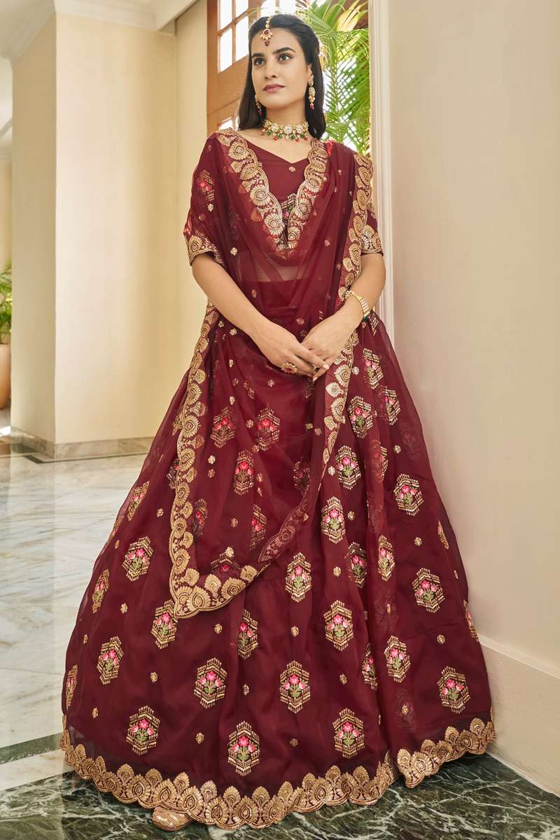 VIRASAT BY AAHVAN DESIGNS 2401 TO 2405 SERIES PREMIUM ORGANZA HEAVY WORK LEHENGAS