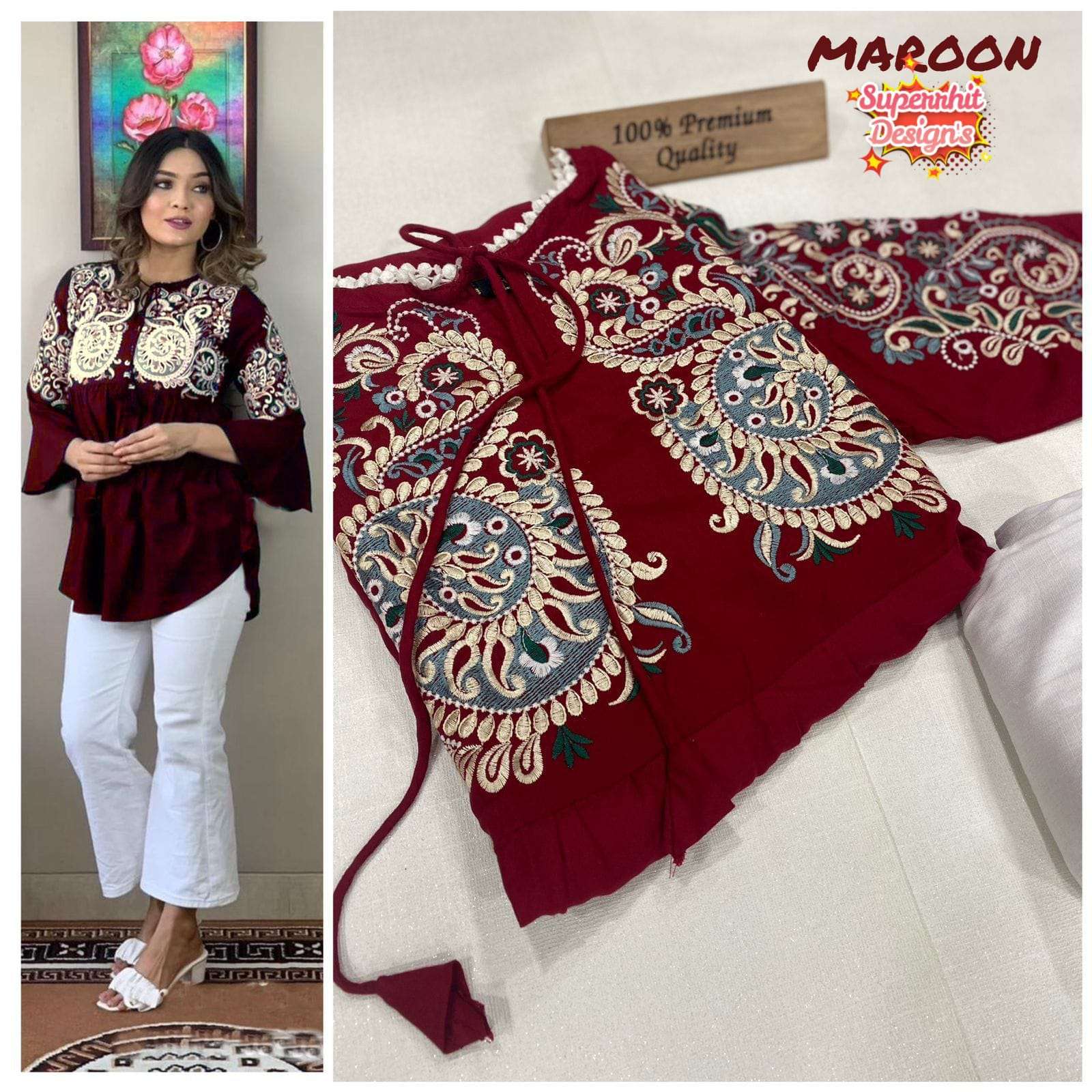 VIYANA VOL-1 BY AQSAWHOLESALE RAYON COTTON EMBROIDERY TOP AND PANTS