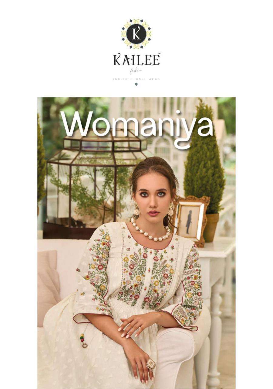 WOMANIYA BY KAILEE FASHION 41011 TO 41014 SERIES COTTON EMBROIDERY GOWNS