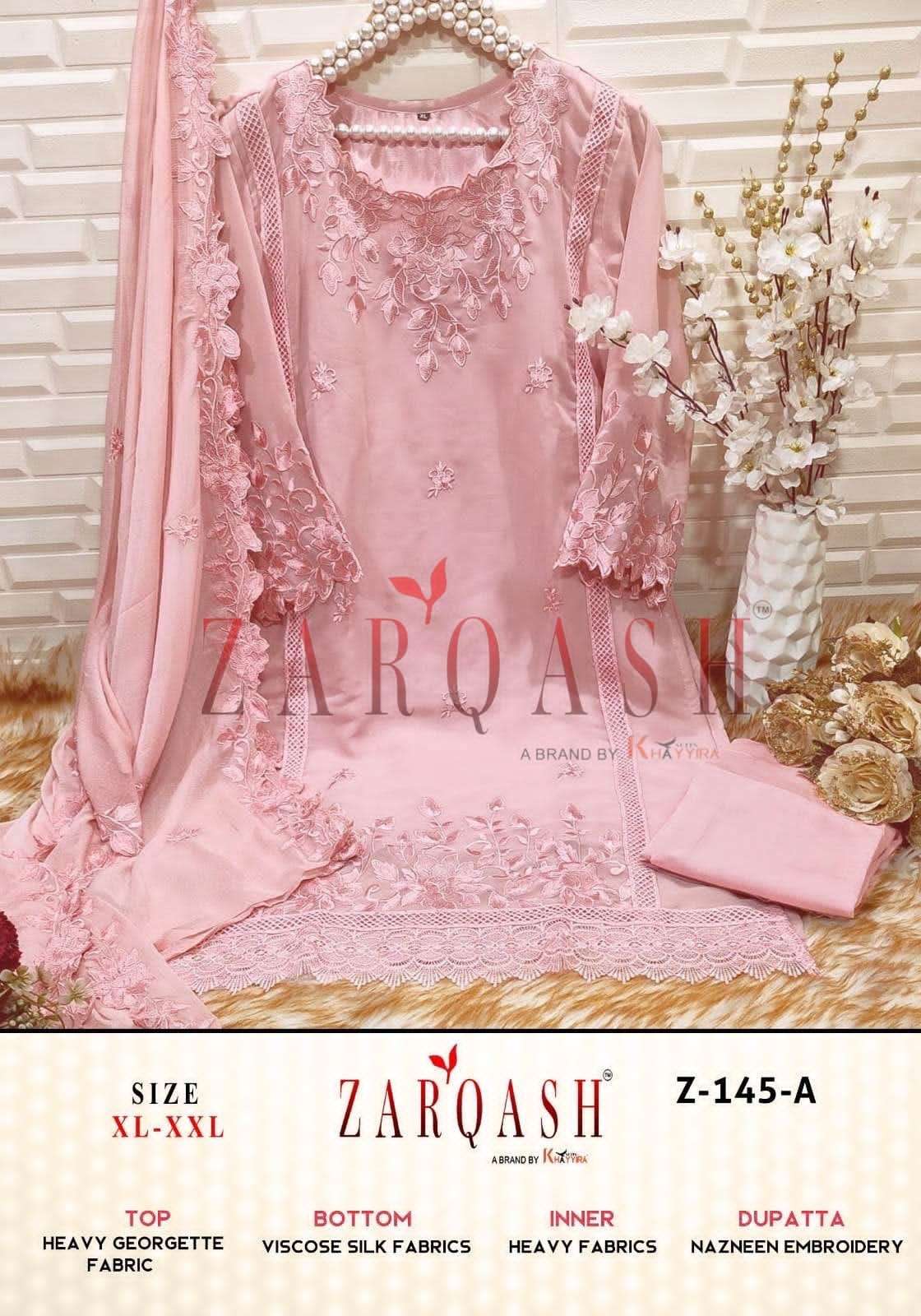 Z-145 COLOURS BY ZARQASH 145-A TO 145-D SERIES GEORGETTE WORK STITCHED DRESSES