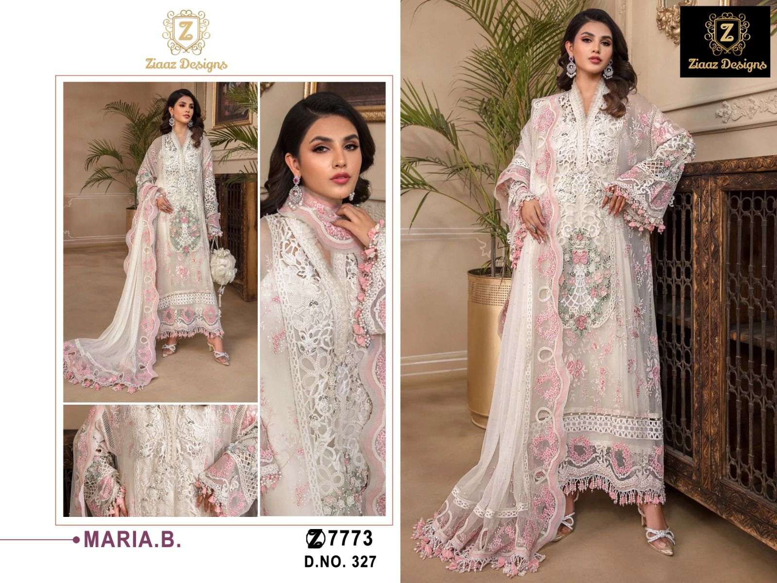 Z-327 HIT DESIGN BY ZIAAZ DESIGNS GEORGETTE EMBROIDERY WORK PAKISTANI DRESS