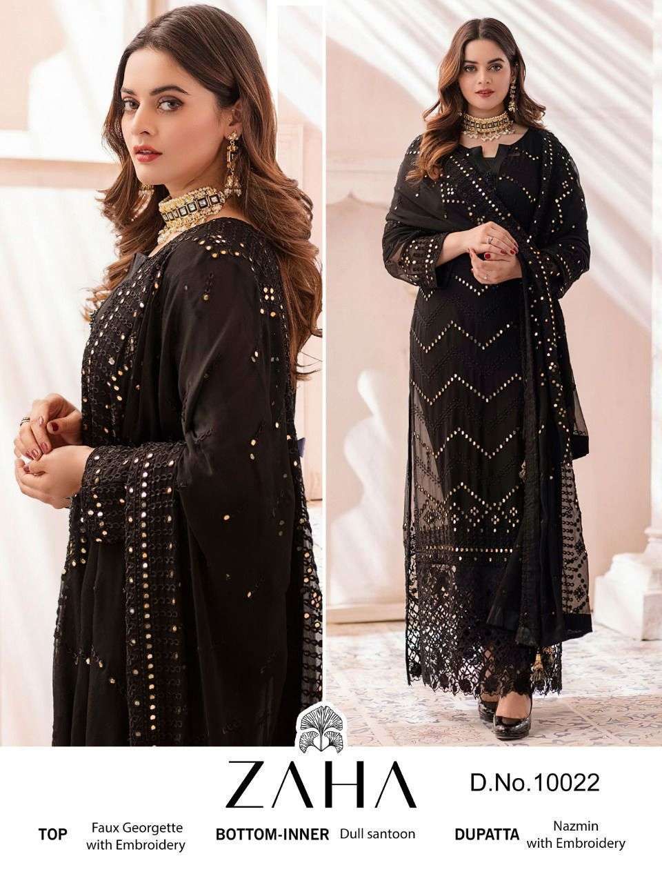 ZAHA 10022 HIT DESIGN BY ZAHA GEORGETTE EMBROIDERY EMBROIDERY PAKISTANI DRESS