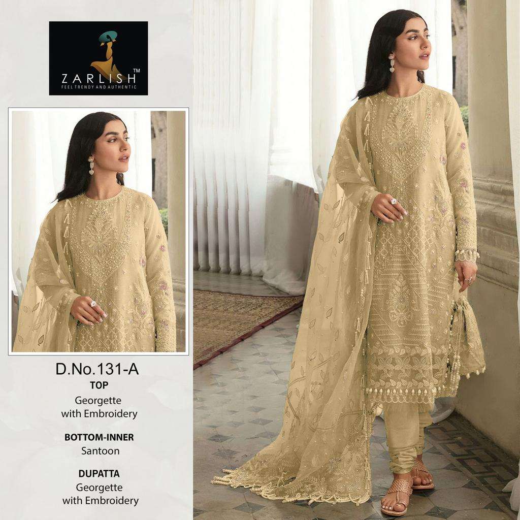 ZARLISH 131 COLOURS BY ZARLISH 131-A TO 131-D SERIES GEORGETTE WORK PAKISTANI DRESSES