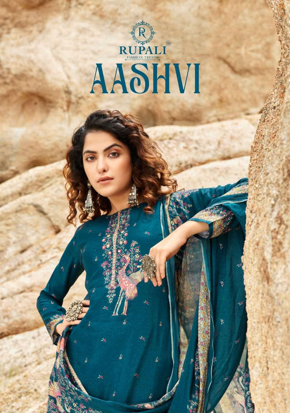 AASHVI BY RUPALI 8801 TO 8806 SERIES MUSLIN PRINT HAND WORK DRESSES