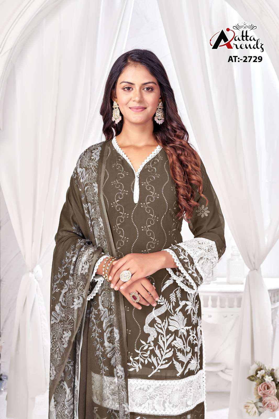 AATTA 2729 NX BY AATTA TRENDZ PURE GEORGETTE EMBROIDERY READYMADE DRESSES