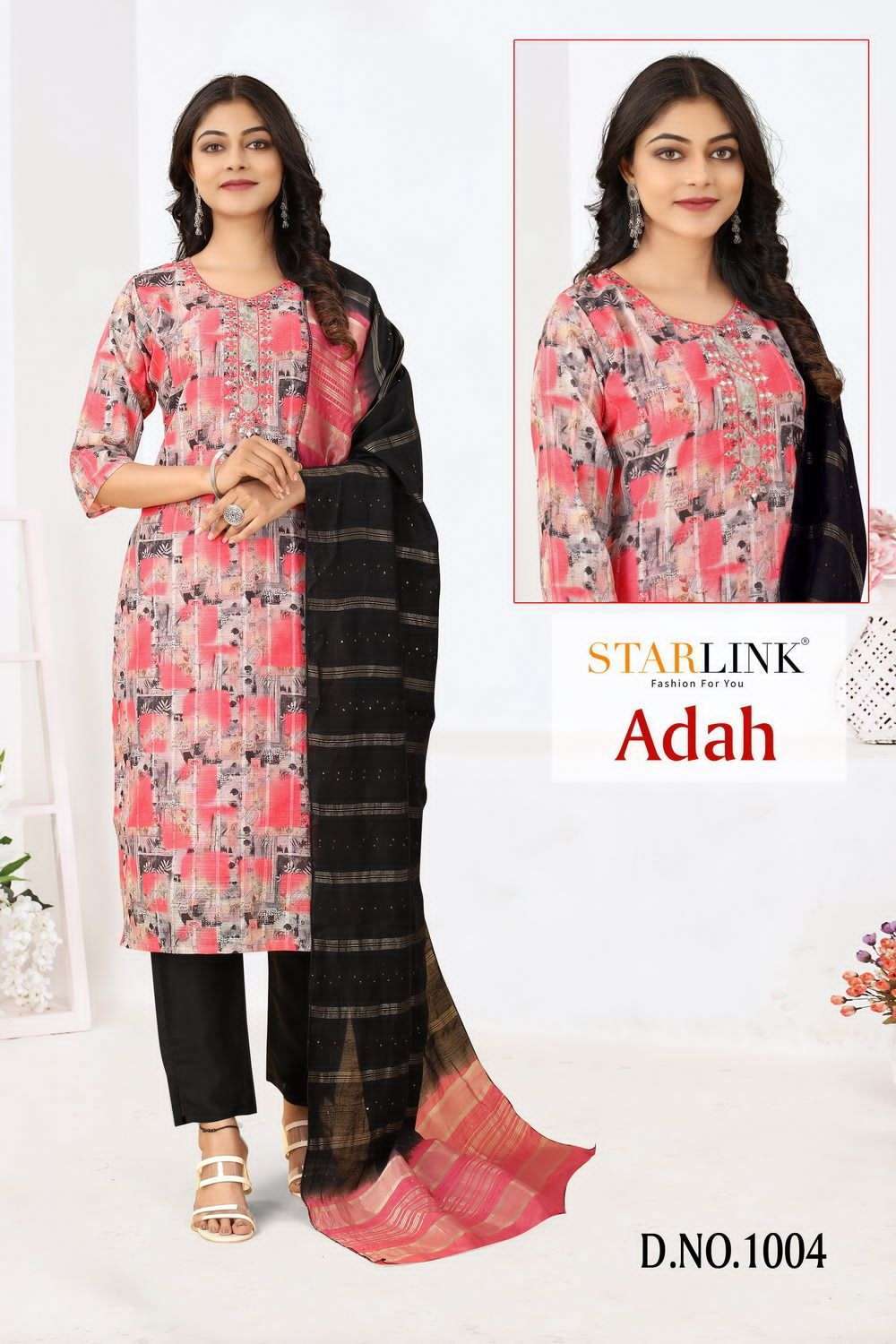 ADAH BY STARLINK 1001 TO 1012 SERIES LINEN EMBROIDERY SEQUENCE READMADE DRESSES