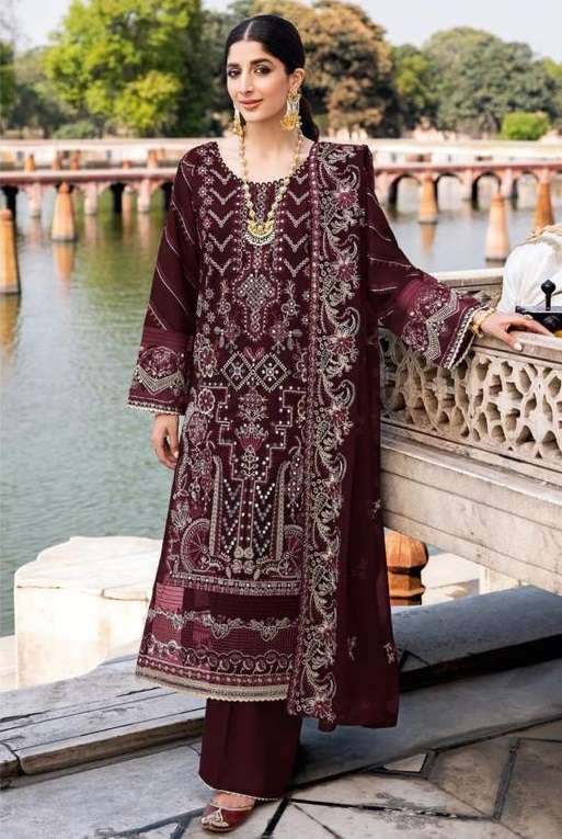 AL KARAM 130786-A TO 130786-D SERIES BY AQSAWHOLESALE GEORGETTE EMBRODIERY PAKISTANI DRESSES