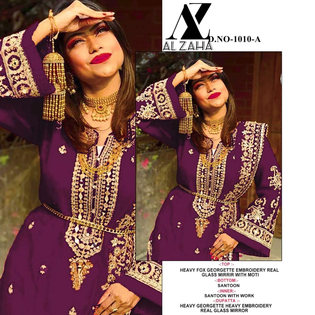 AL ZAHA 1010 NX BY AQSAWHOLESALE FAUX GEORGETTE EMBROIDERY PAKISTANI DRESSES