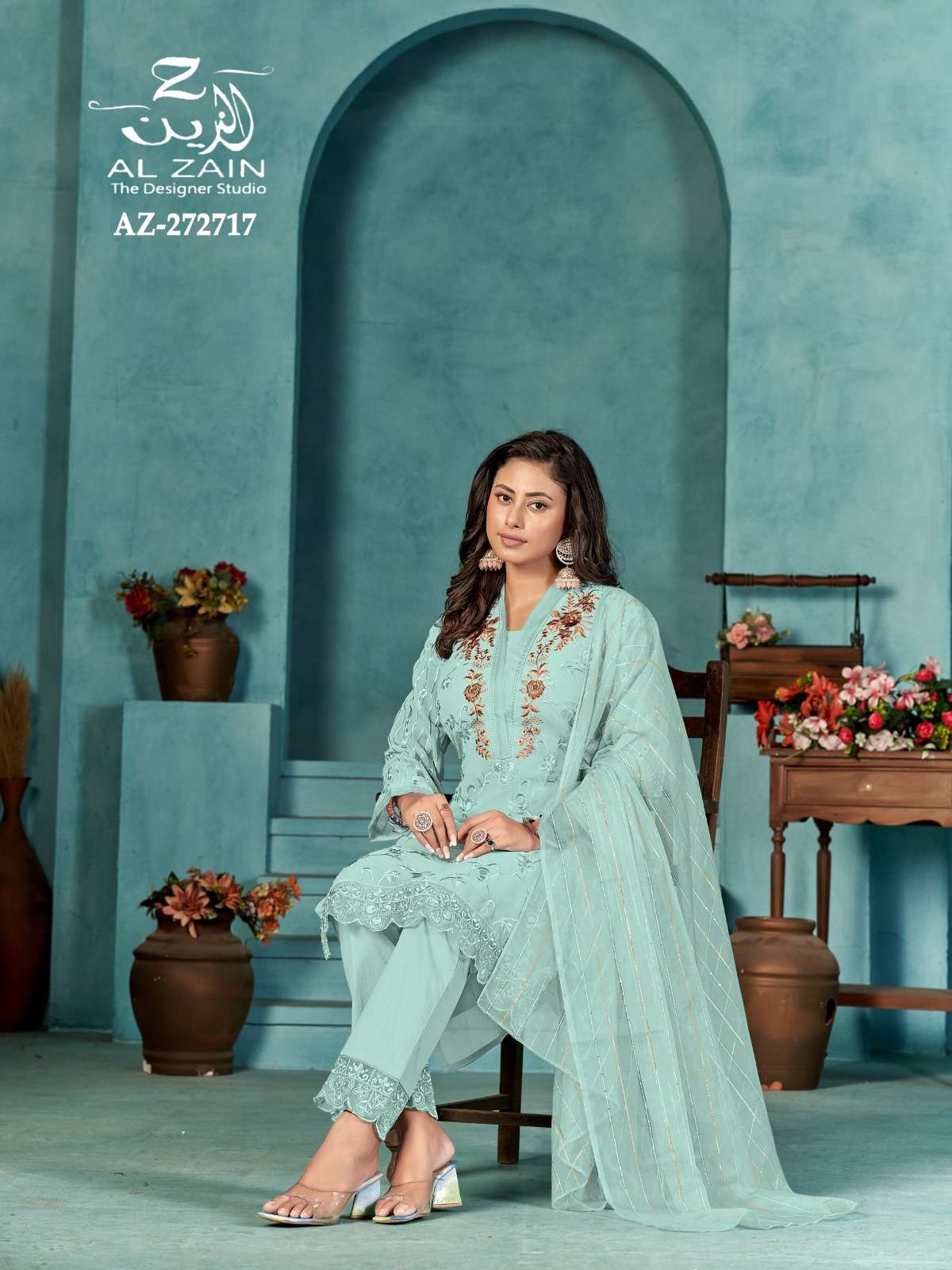 AL ZAIN 272717 NX BY AL ZAIN FAUX GEORGETTE EMBROIDERY PAKISTANI DRESSES