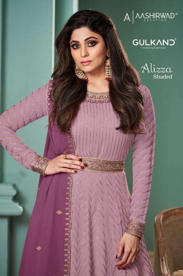 ALIZZA SHADED BY AASHIRWAD CREATION 8529-A TO 8529-F SERIES GEORGETTE WORK READYMADE DRESSES