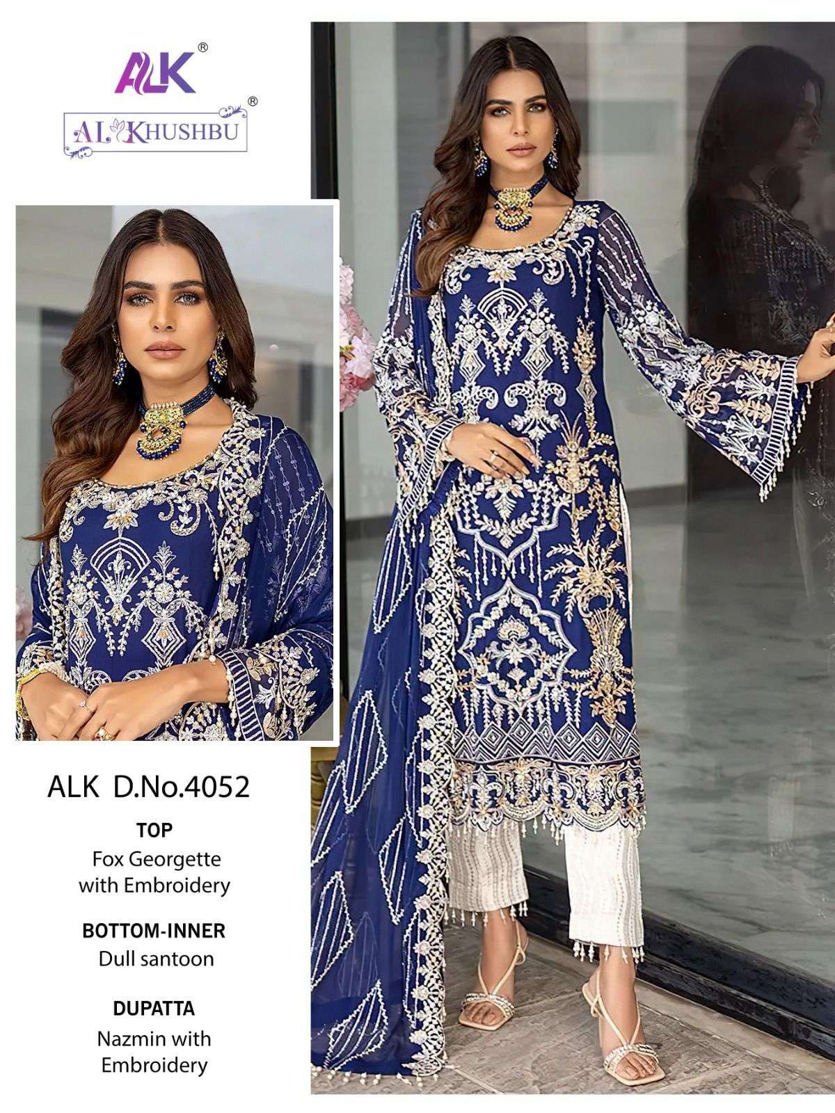 ALK-4052 HIT DESIGN BY AL KHUSHBU GEORGETTE EMBROIERY PAKISTANI DRESS