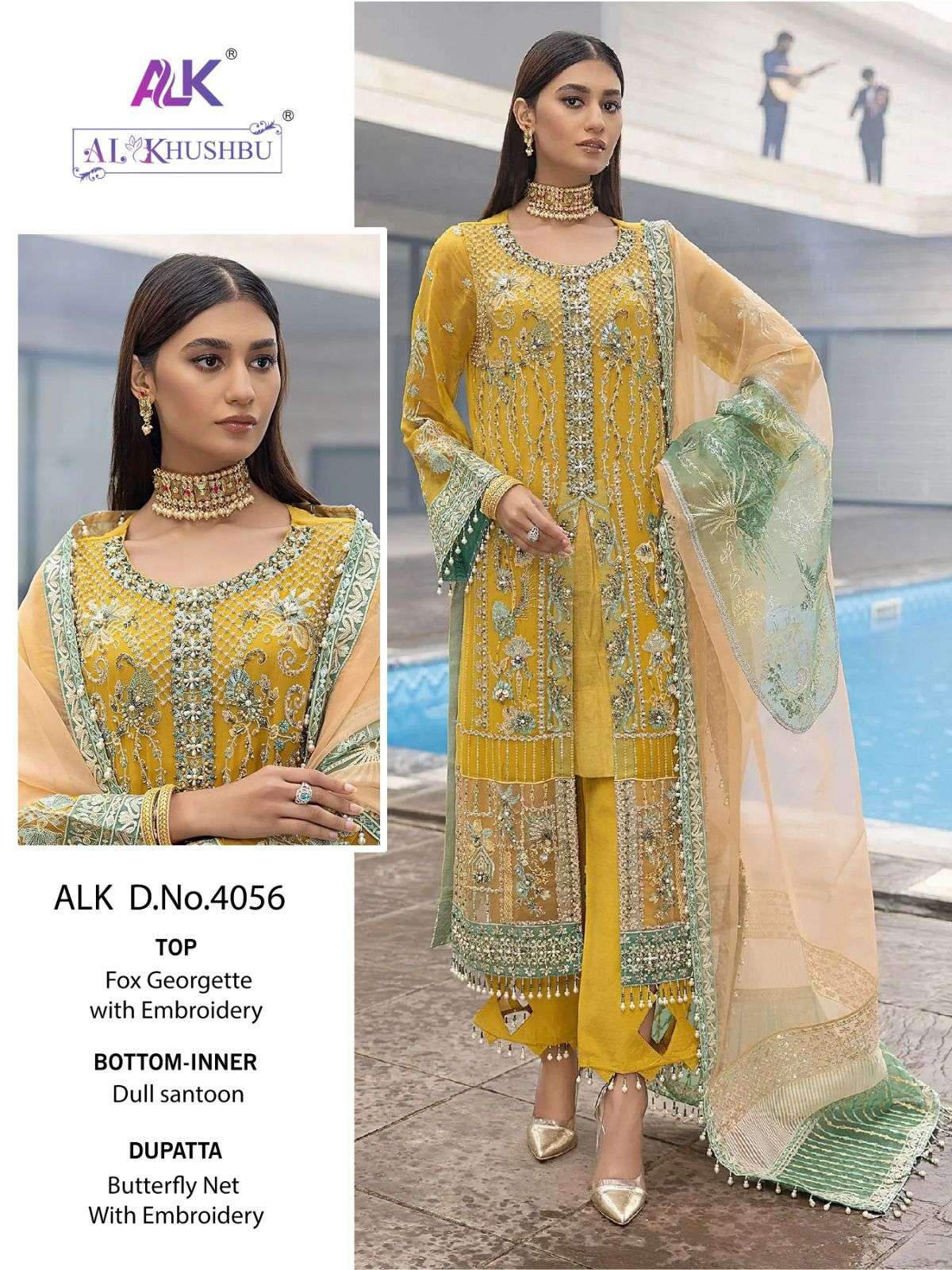 ALK 4056 HIT DESIGN BY AL KHUSHBU GEORGETTE EMBROIDERY PAKISTANI DRESS