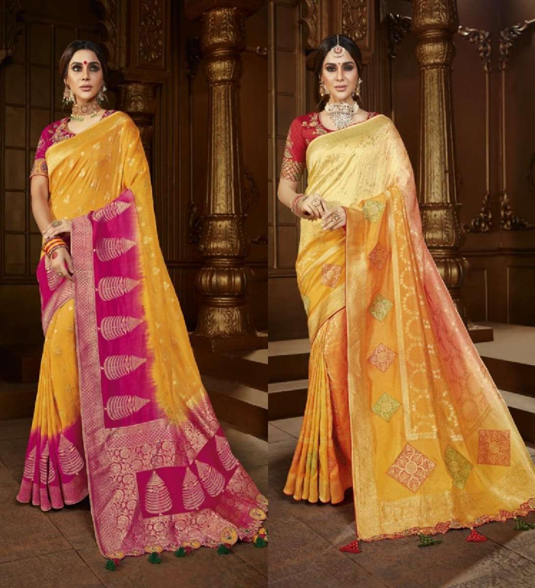 ALOUKIK HIT DESIGNS BY AQSAWHOLESALE DOLA SILK HEAVY WORK FESTIVE WEAR SAREES