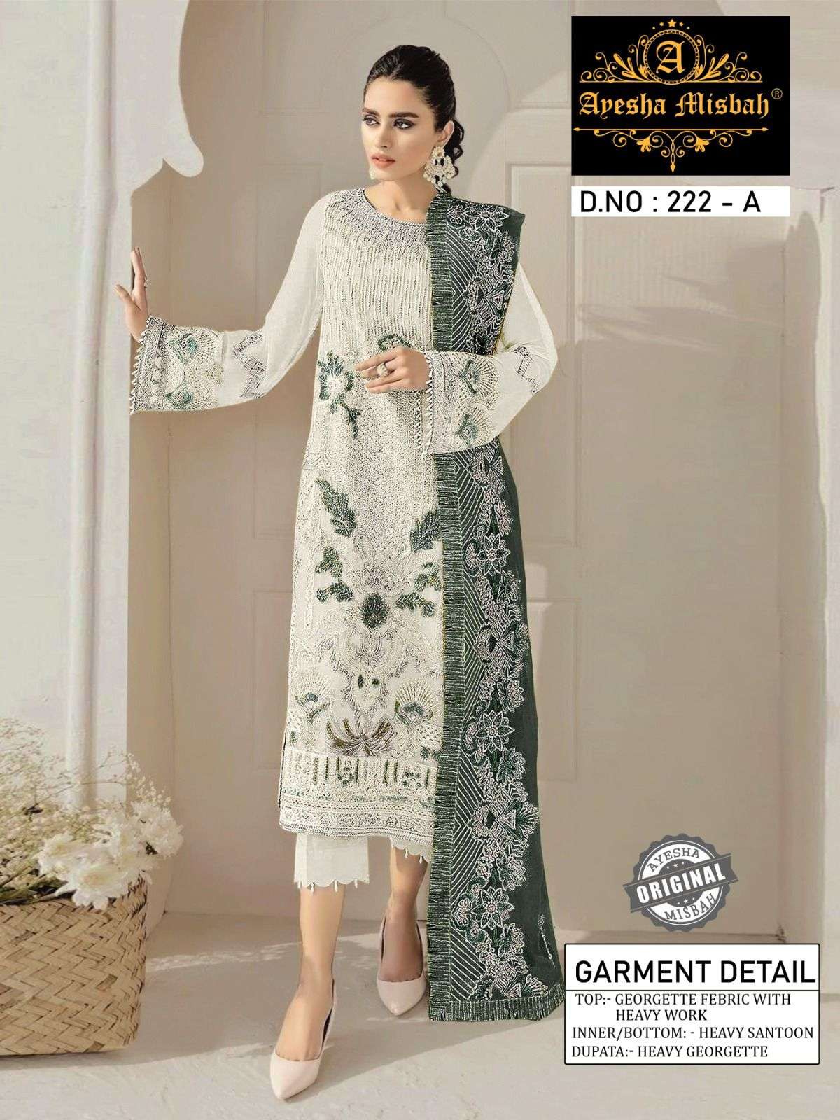 AM-222 COLOURS BY AYESHA MISBAH 222-A TO 222-F SERIES GEORGETTE WORK PAKISTANI DRESSES