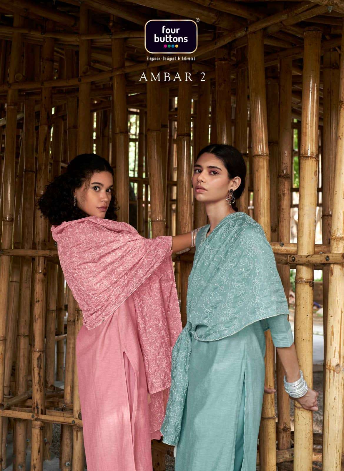 AMBAR VOL-2 BY FOUR BUTTONS 3241 TO 3246 SERIES COTTON EMBROIDER READYMADE DRESSES