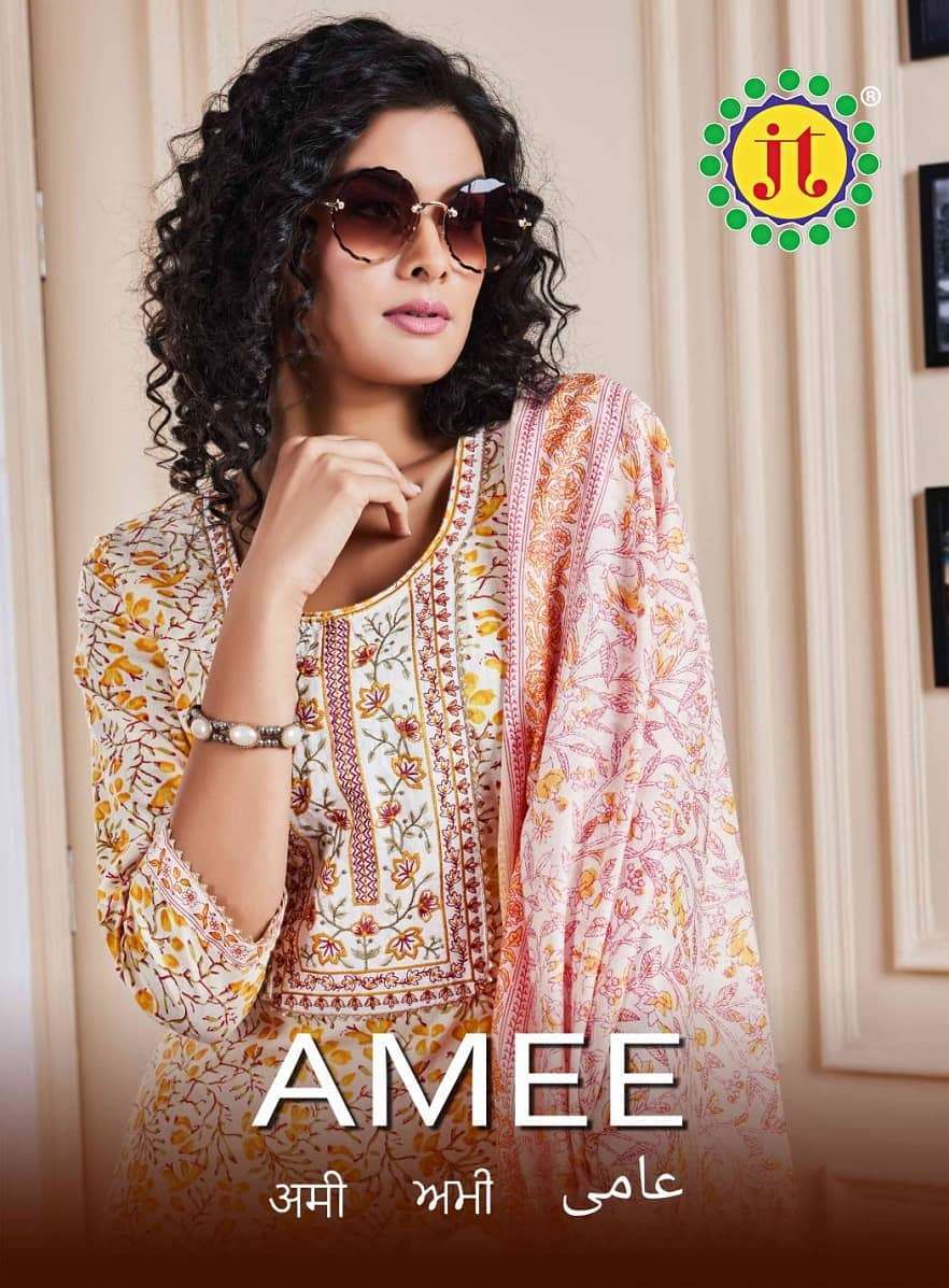 AMEE BY JT TEXTILE 1001 TO 1008 SERIES COTTON PRINT EMBROIDERY READYMADE DRESSES