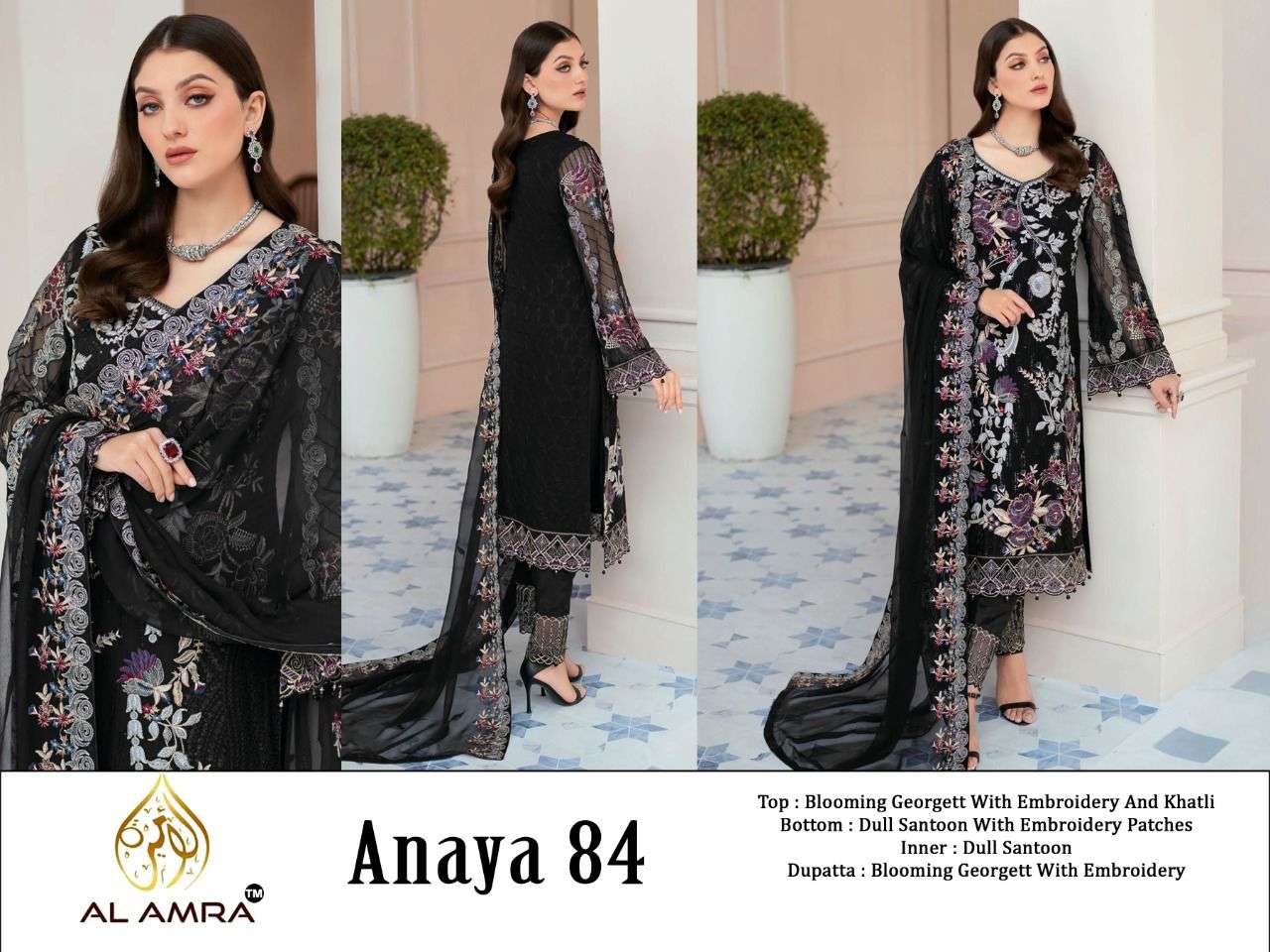 ANAYA 84 HIT DESIGN BY AL AMRA GEORGETTE EMBROIDERY PAKISTANI DRESS