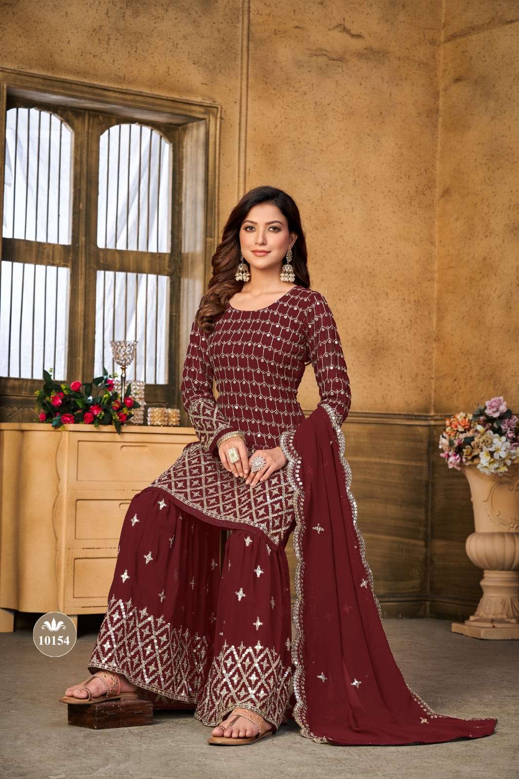 ANJUBAA VOL-15 BY TWISHA 10151 TO 10154 SERIES FAUX GEORGETTE WORK SHARARA SUITS