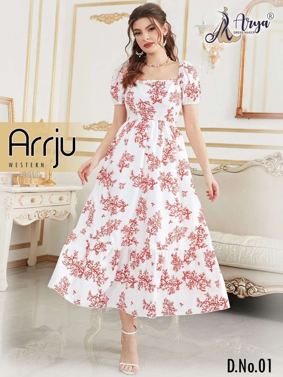 ARRJU WESTERN BY ARYA DRESS MAKER 01 TO 06 SERIES RAYON COTTON WORK KURTIS