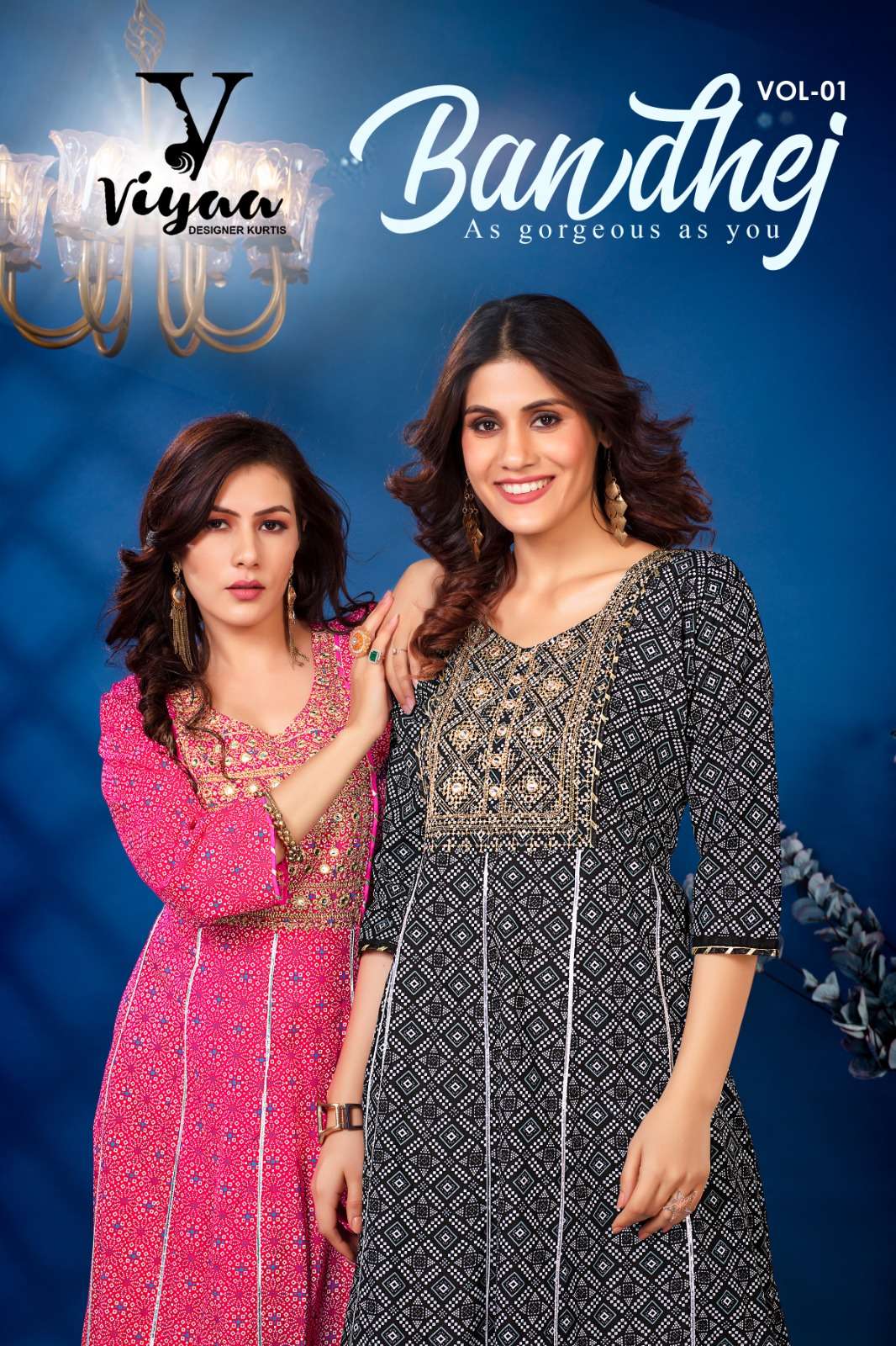 BANDHEJ VOL-1 BY VIYAA DESIGNER 101 TO 108 SERIES RAYON PRINT LONG KURTIS