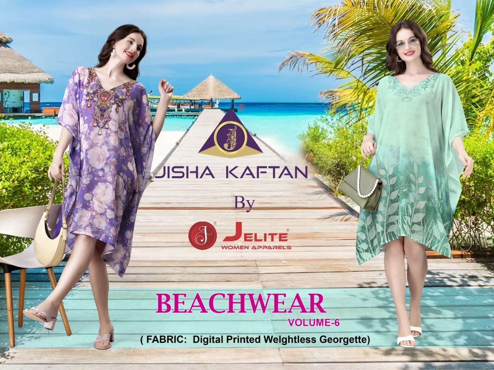 BEACHWEAR VOL-6 BY JISHA KAFTAN 540 TO 547 SERIES GEORGETTE PRINT KAFTANS