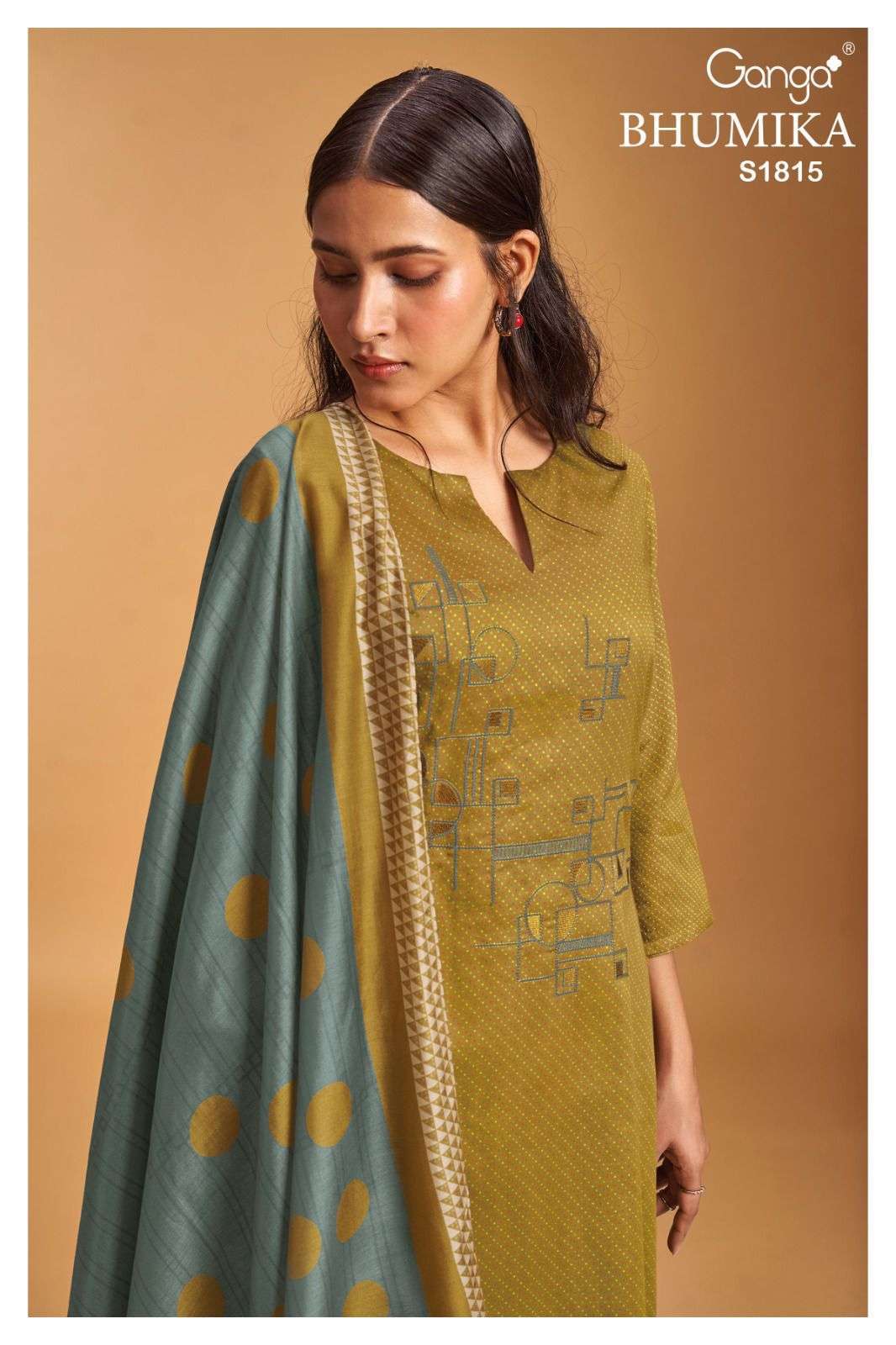 BHUMIKA BY GANGA FASHIONS 1815-A TO 1815-D SERIES COTTON SILK WORK DRESSES