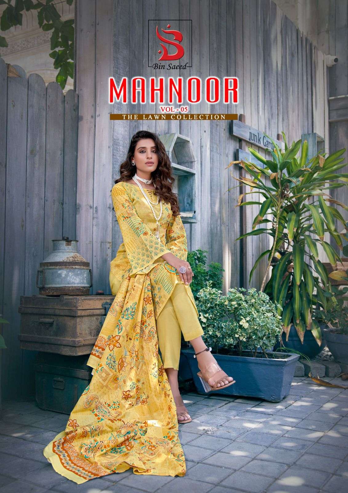 BIN SAEED MAHNOOR VOL-5 BY YASHIKA TRENDZ 5001 TO 5008 SERIES PURE LAWN PAKISTANI DRESSES