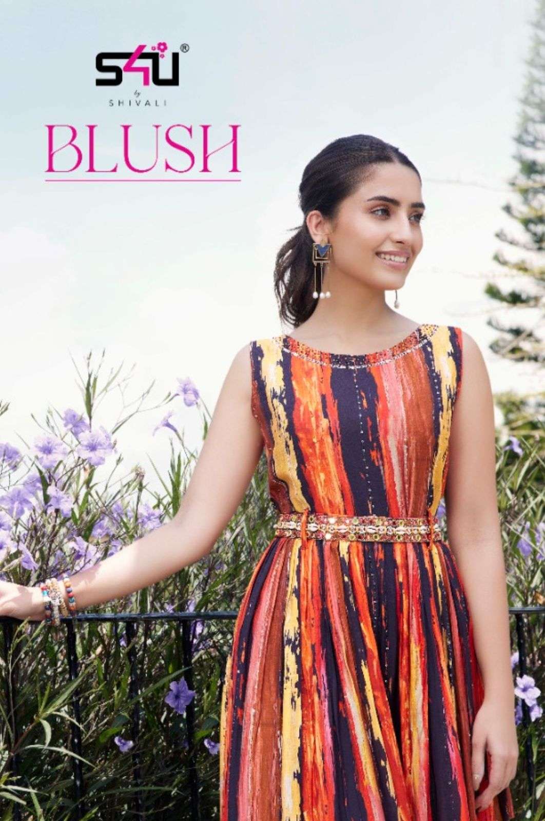 BLUSH BY S4U 01 TO 05 SERIES MUSLIN PRINT SEQUENCE WORK LONG KURTIS