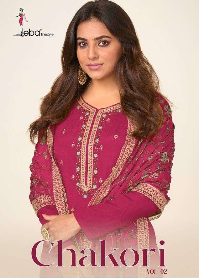 CHAKORI VOL-2 BY EBA LIFESTYLE 1499 TO 1502 SERIES CHINON EMBROIDERY DRESSES