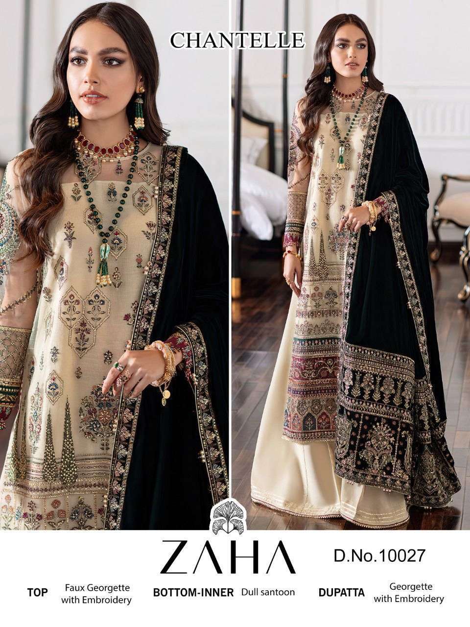 CHANTELLE 10027 HIT DESIGN BY ZAHA GEORGETTE EMBROIDERY PAKISTANI DRESS