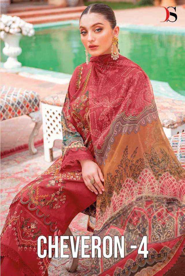 CHEVERON VOL-4 BY DEEPSY SUITS 1991 TO 1997 SERIES COTTON EMBROIDERY PAKISTANI DRESSES