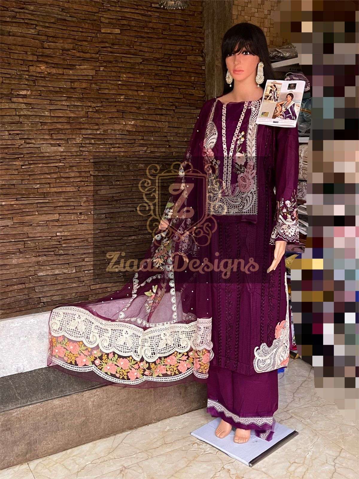 CRIMSON RAMA BY ZIAAZ DESIGNS CAMBRIC COTTON EMBROIDERY PAKISTANI DRESS