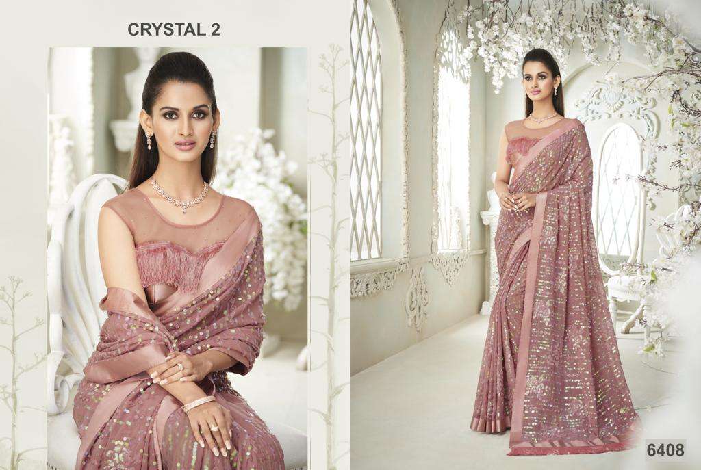 CRYSTAL HITS BY TFH 6401 TO 7212 SERIES PURE GEORGETTE DESIGNER WORK SAREES