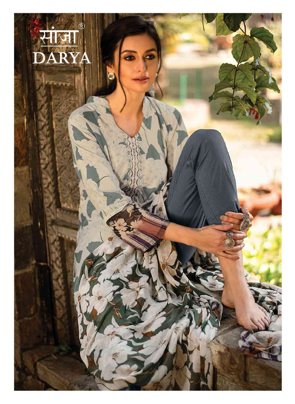 DARYA BY SAANJA 1601 TO 1607 SERIES VISCOSE MUSLIN EMBROIDERY WORK DRESSES