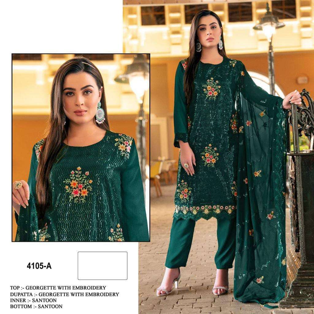 DF-4015 COLOUURS BY AQSAWHOLESALE GEORGETTE EMBROIDERY SEQUENCE DRESSES