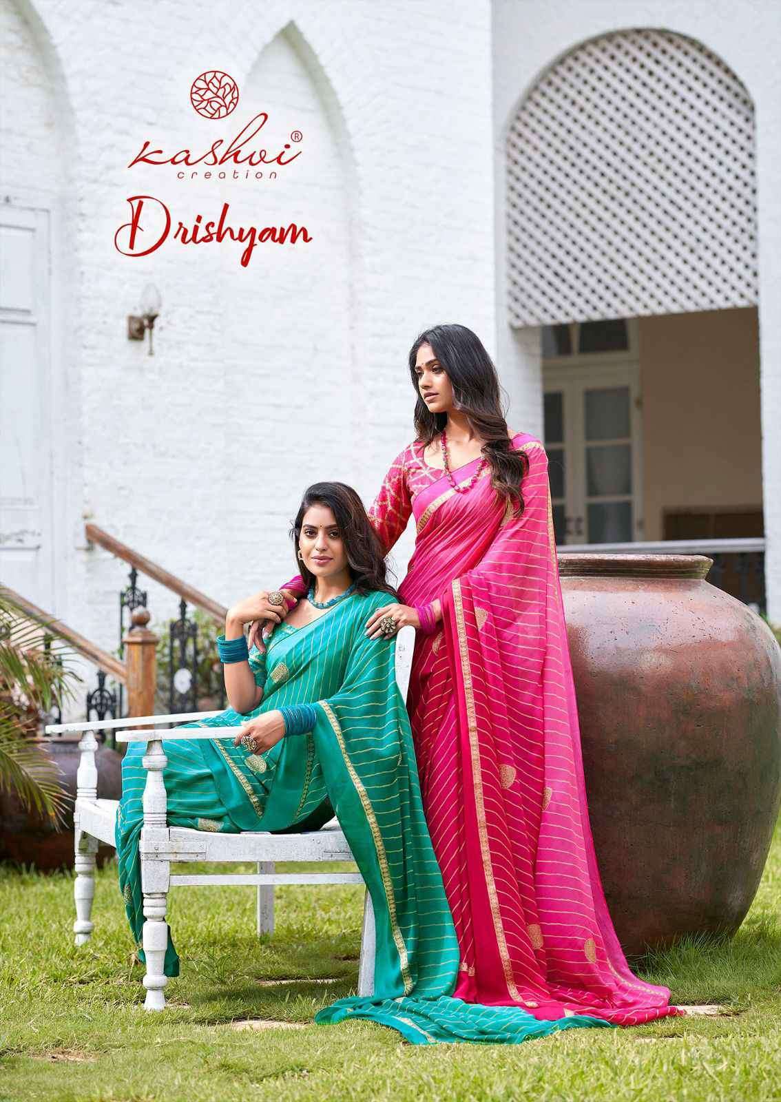 DRISHYAM BY KASHVI CREATION 1001 TO 1008 SERIES MOSS BANDHEJ PRINT SAREES