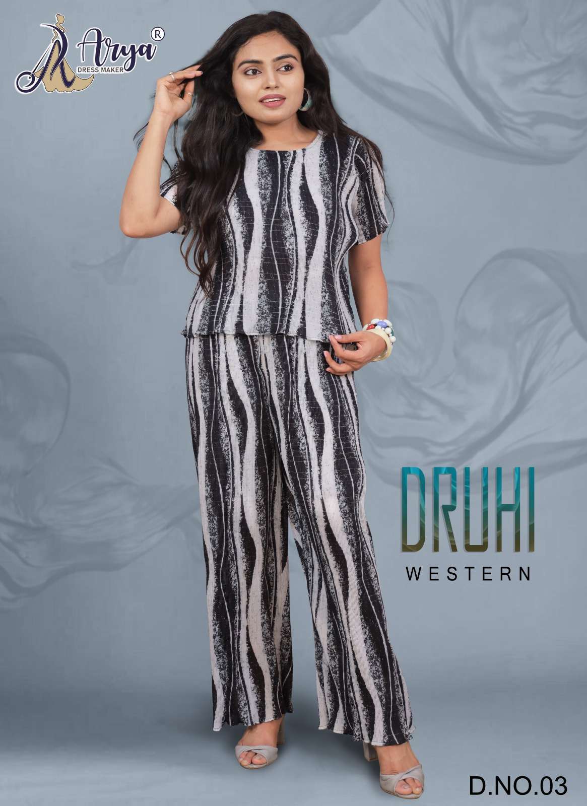 DRUHI WESTERN BY ARYA DRESS MAKER 01 TO 04 SERIES MUSLIN CREZE WORK TUNICS