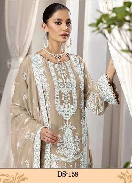 DS-158 COLOURS BY DINSAA SUIT 158A TO 158-E SERIES GEORGETTE EMBRODIERY PAKISTANI DRESSES