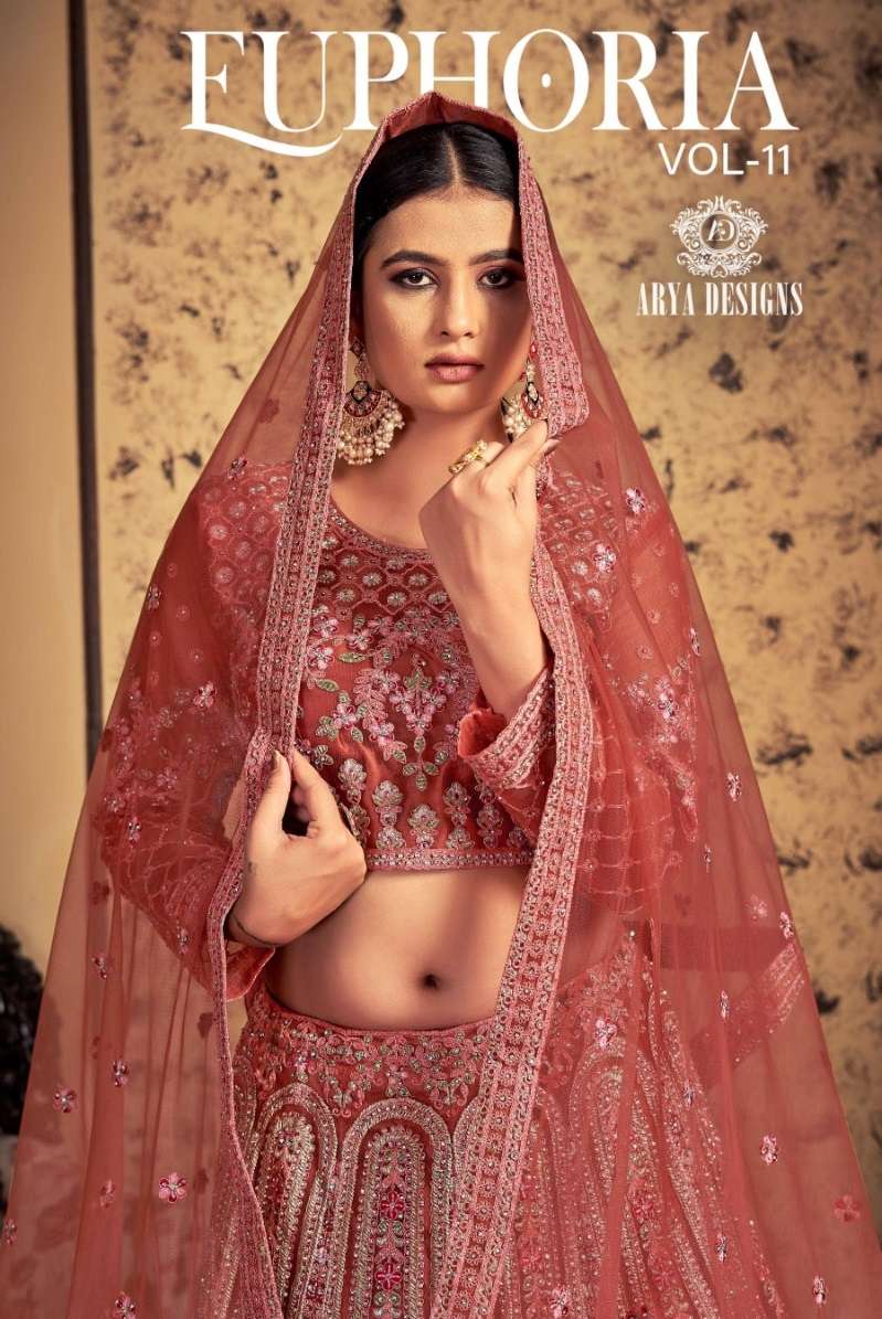 EUPHORIA VOL-11 BY ARYA DESIGNS 67001 TO 67005 SERIES GEORGETTE SILK HEAVY WORK LEHENGAS