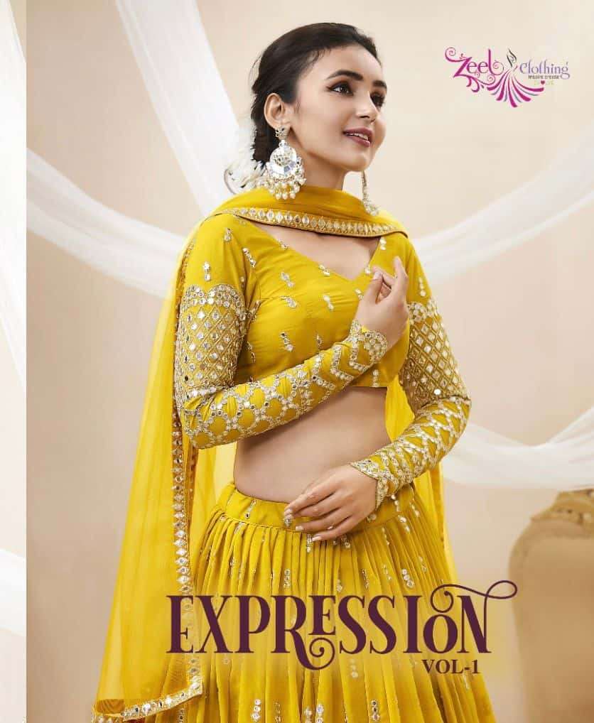 EXPRESSION VOL-1 BY ZEEL CLOTHING 301 TO 310 SERIES GEORGETTE SEQUENCE WORK LEHENGAS