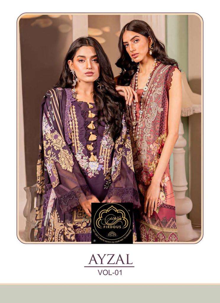 FIRDOUS AYZAL VOL-1 BY AQSAWHOLESALE 2001 TO 2003 SERIES CAMBRIC WORK PAKISTANI DRESSES