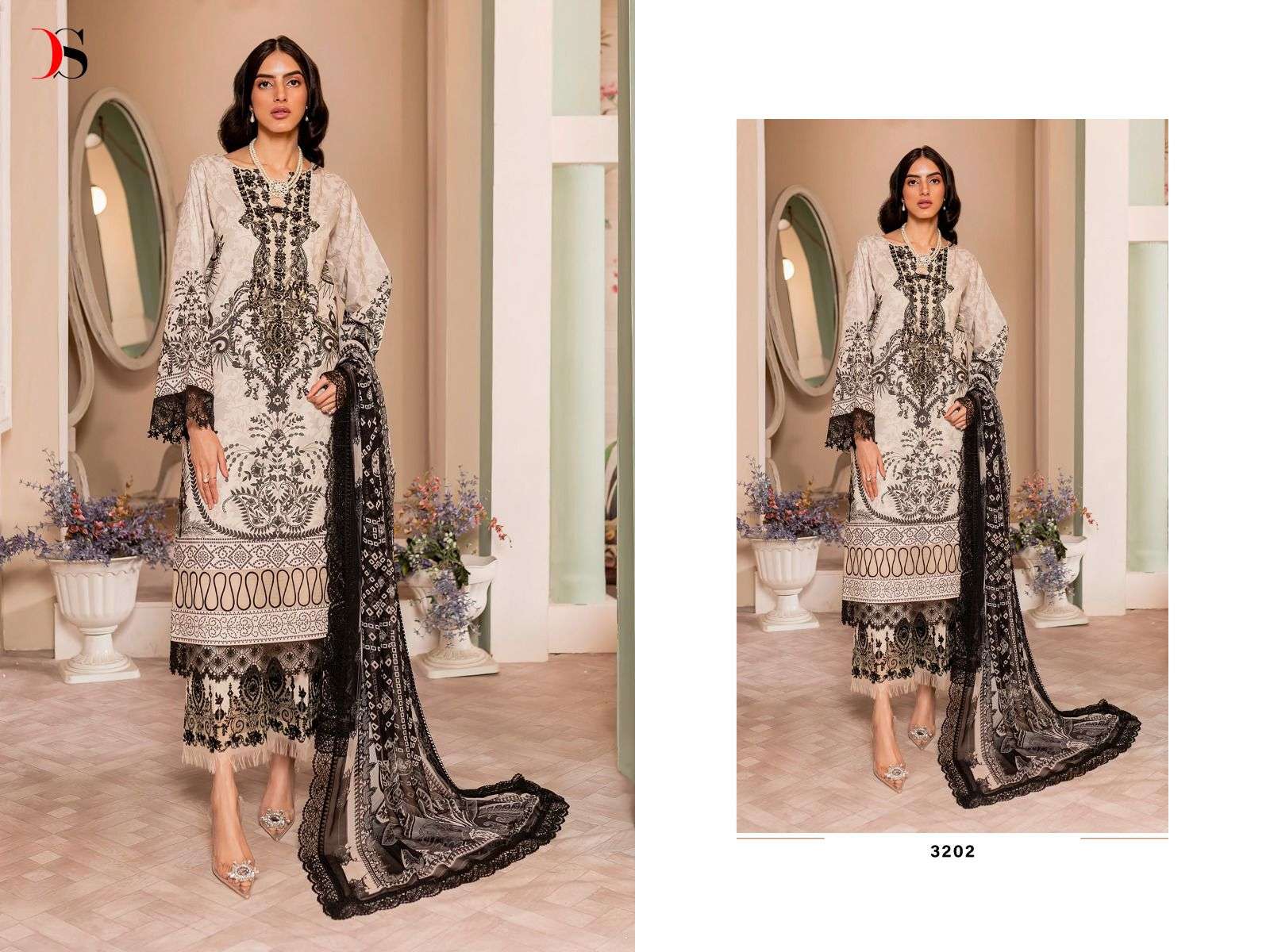 FIRDOUS AYZEL 3202 HIT DESIGN BY DEEPSY SUITS COTTON EMBROIDERY PAKISTANI DRESS