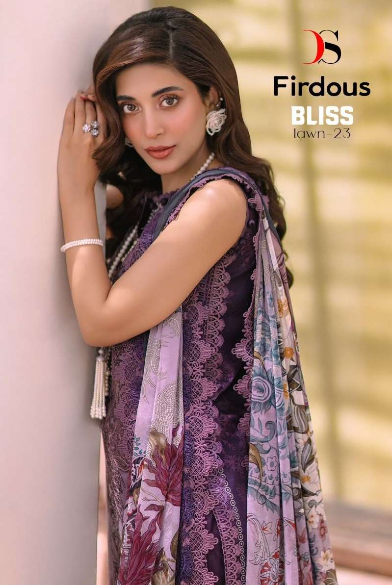 FIRDOUS BLISS LAWN-23 BY DEEPSY SUITS 3341 TO 3348 SERIES COTTON EMBROIDERY PAKISTANI DRESSES