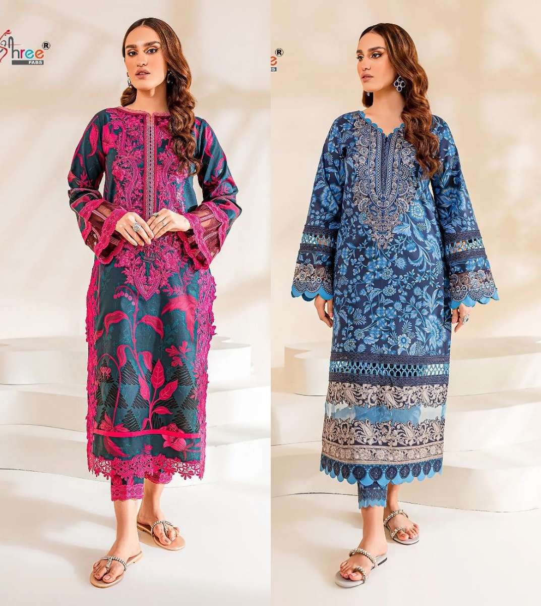 FIRDOUS REMIX 2549 & 2552 HITS BY SHREE FABS COTTON PRINT EMBROIDERY PAKISTANI DRESSES