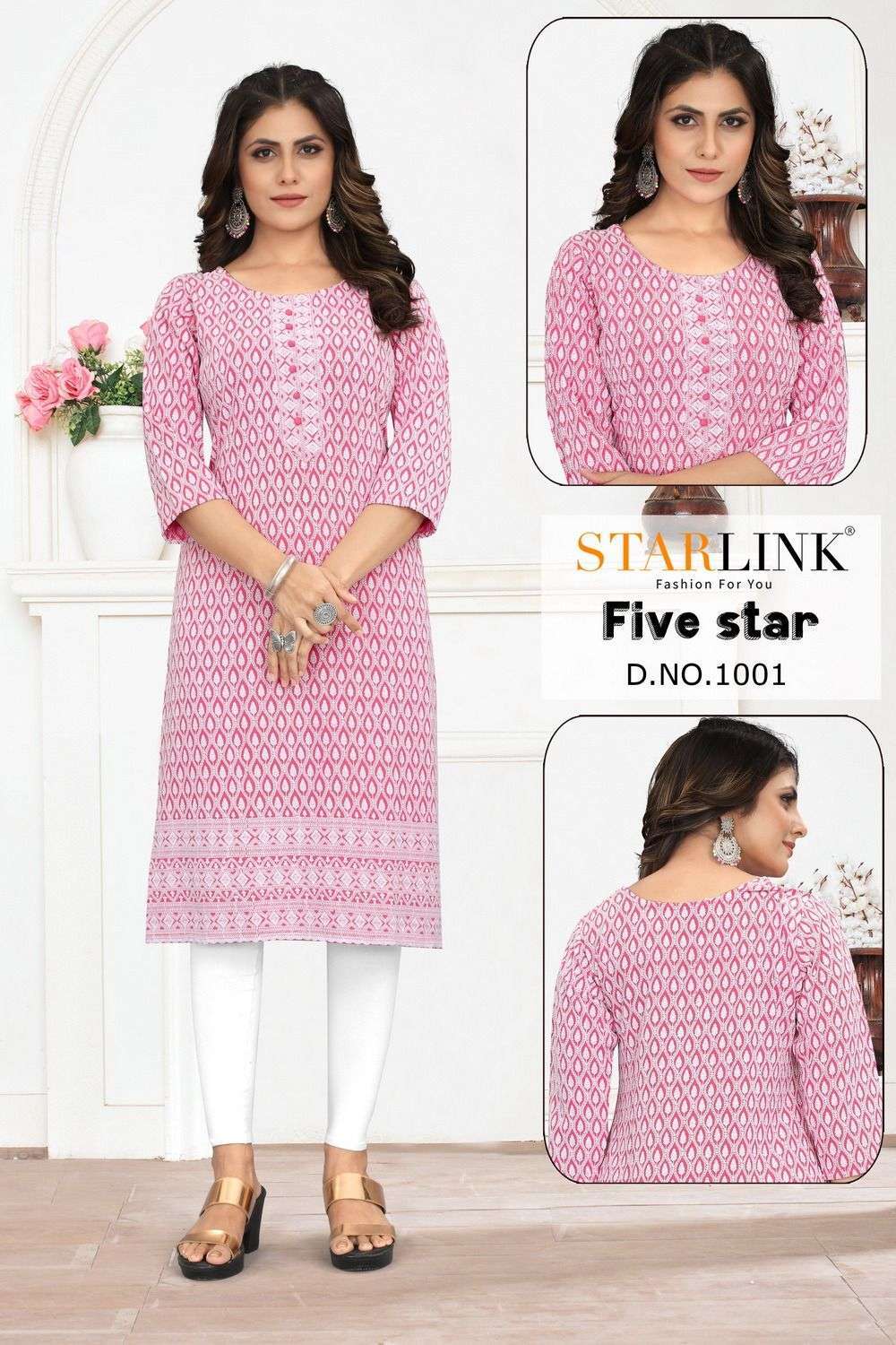 FIVE STAR BY STARLINK 1001 TO 1010 SERIES RAYON SCHIFFLI WORK KURTIS